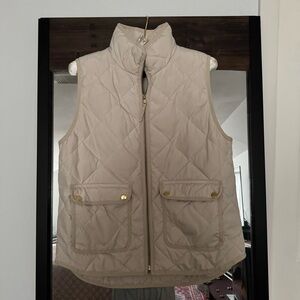 J. Crew Cream Quilted Vest with Gold Accents, Medium Petite